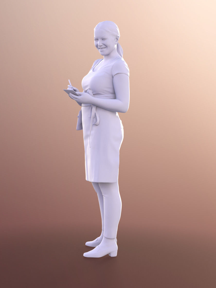 Vicky 11178 - Female Bartender Smiling Taking Order 3D model_5