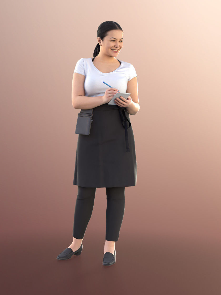 Vicky 11178 - Female Bartender Smiling Taking Order 3D model_2