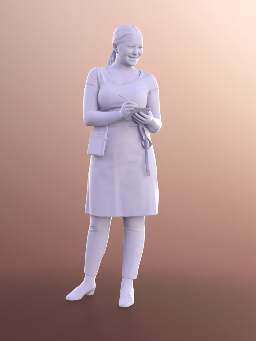Vicky 11178 - Female Bartender Smiling Taking Order 3D model_4