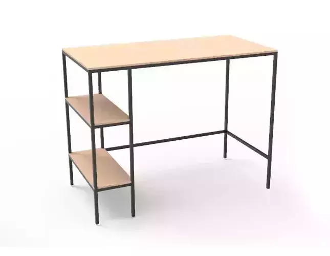 wooden table with iron legs 