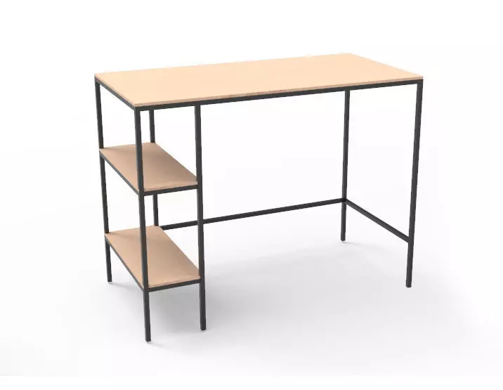 wooden table with iron legs  3D model_0