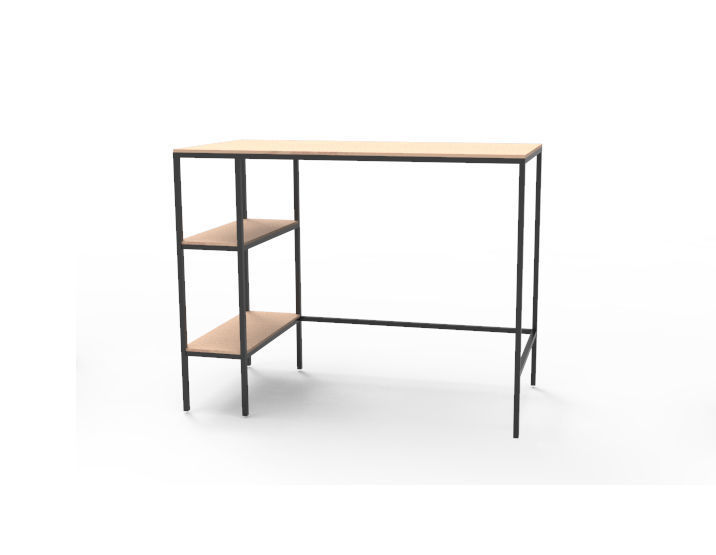 wooden table with iron legs  3D model_1