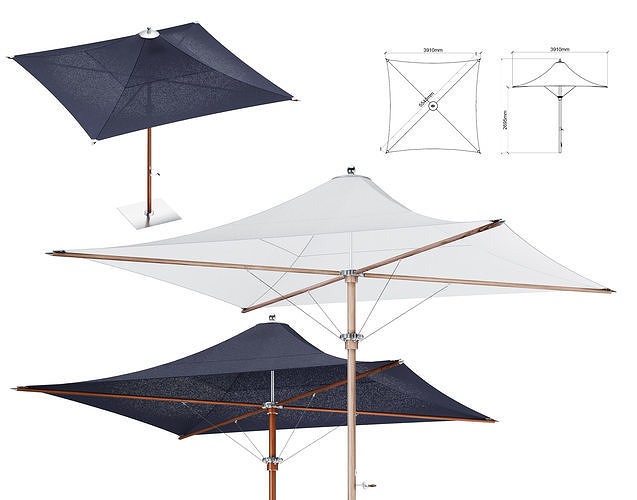 Tensile Parasol Square Shape 3D model