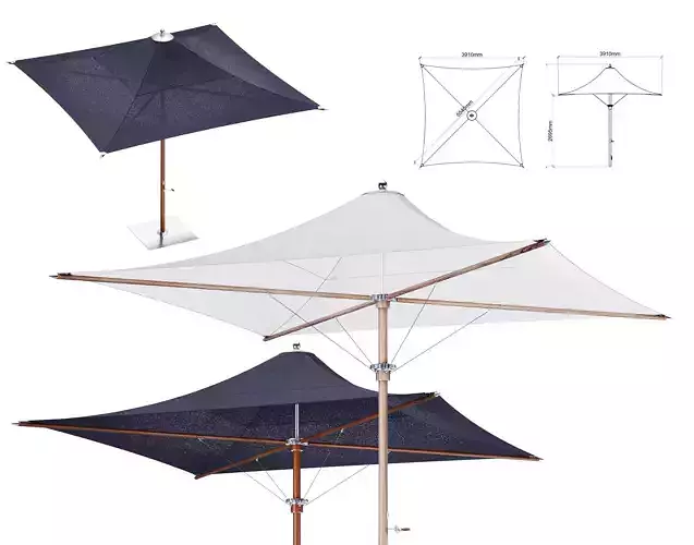 Tensile Parasol Square Shape 3D model