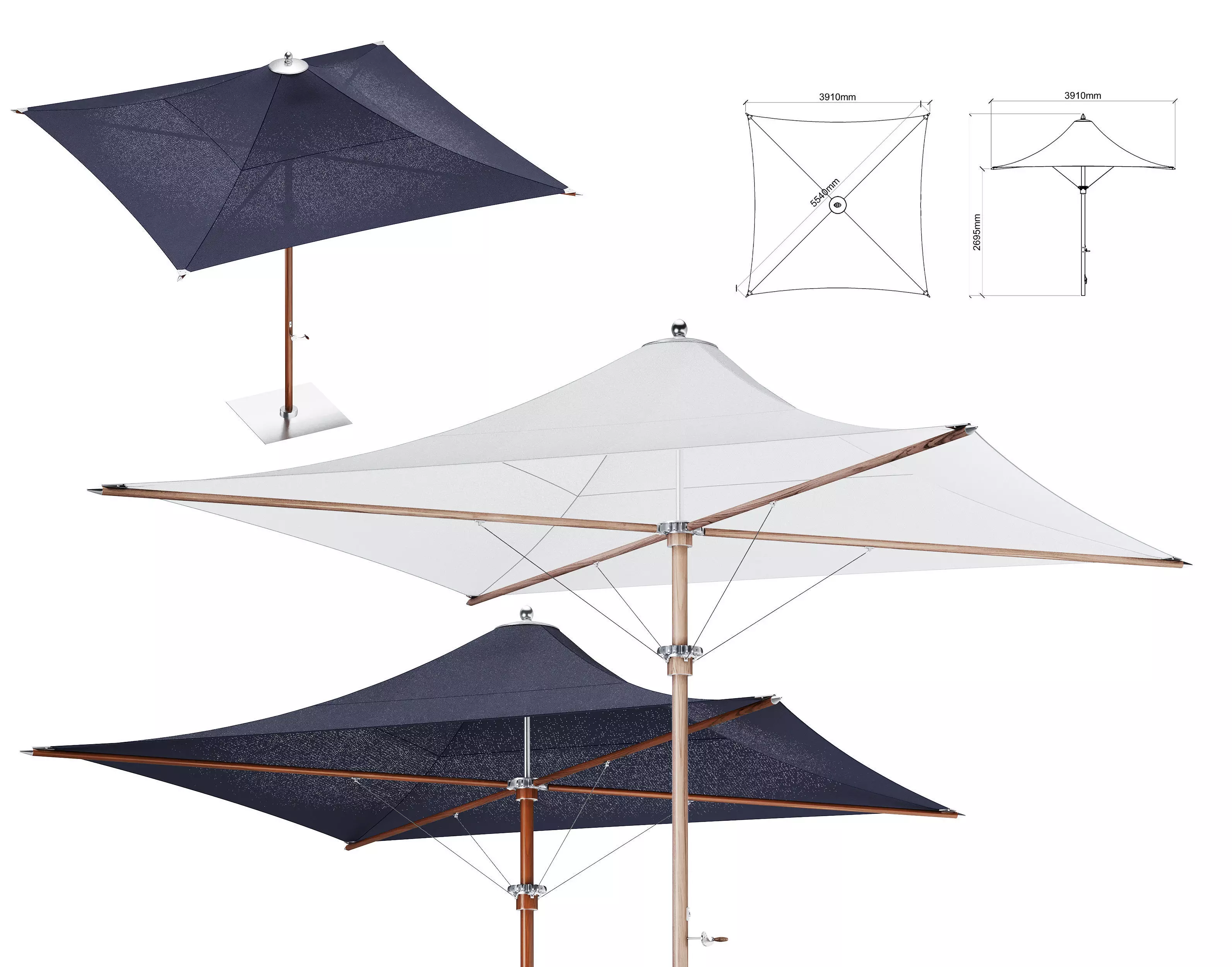 Tensile Parasol Square Shape 3D model_0
