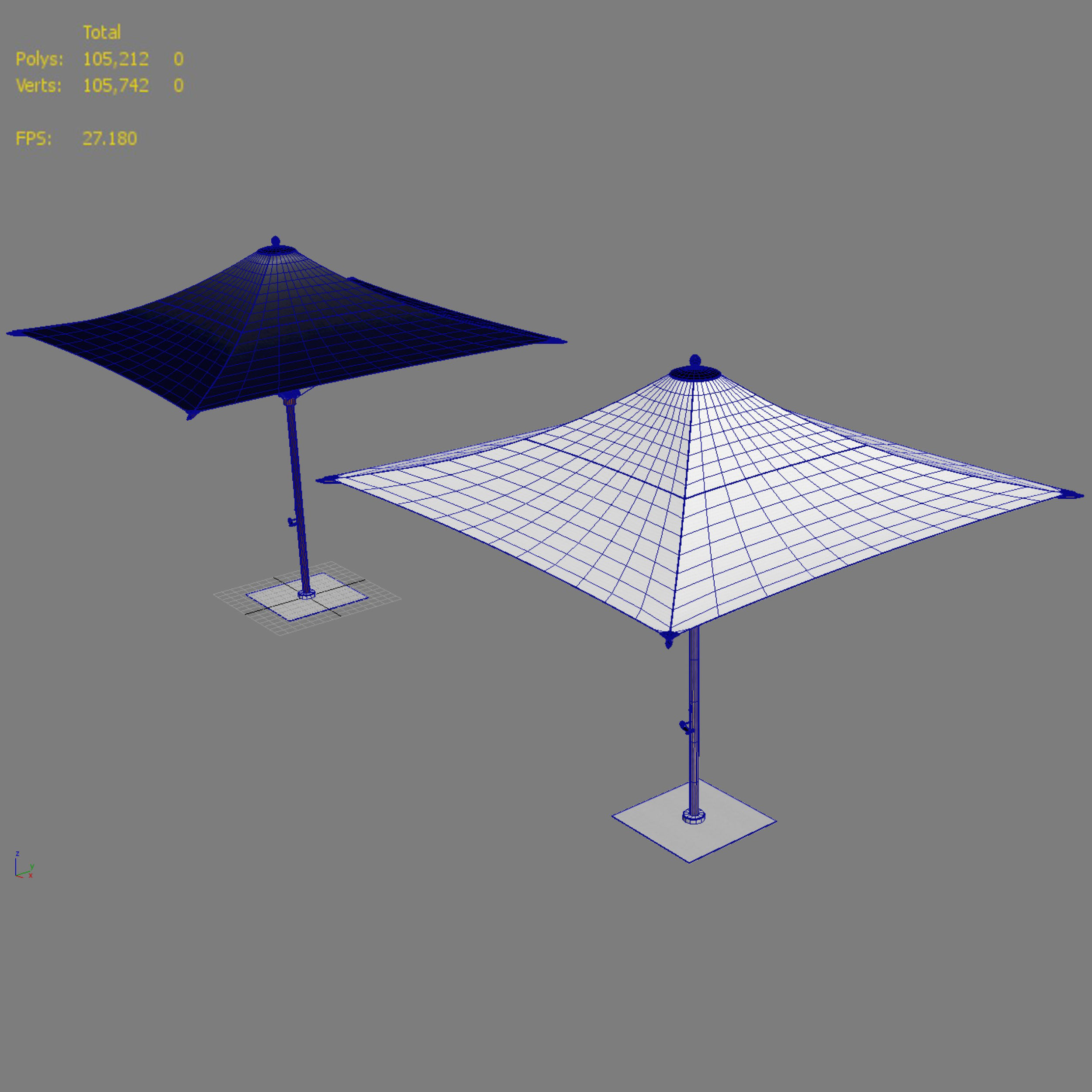 Tensile Parasol Square Shape 3D model_8