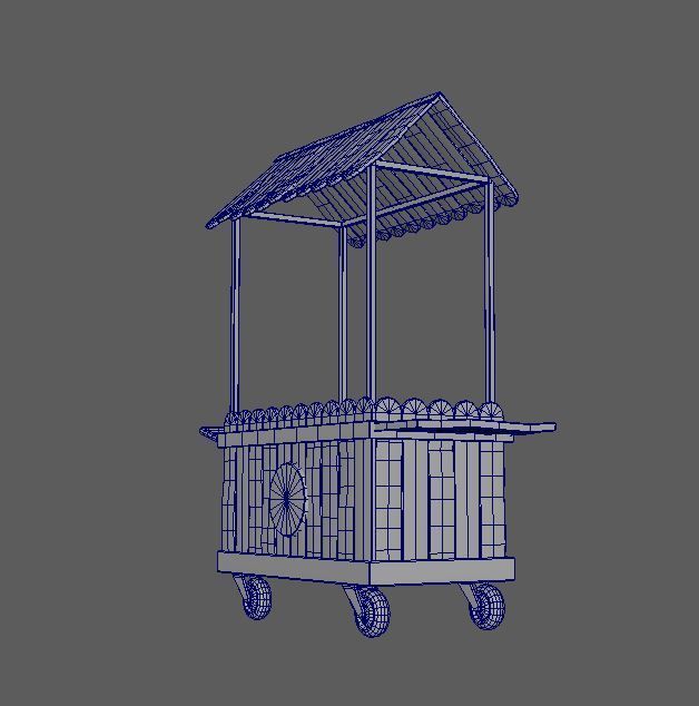 Natural old effect details texture bakery mobile wood cart No 2 Low-poly 3D model_10