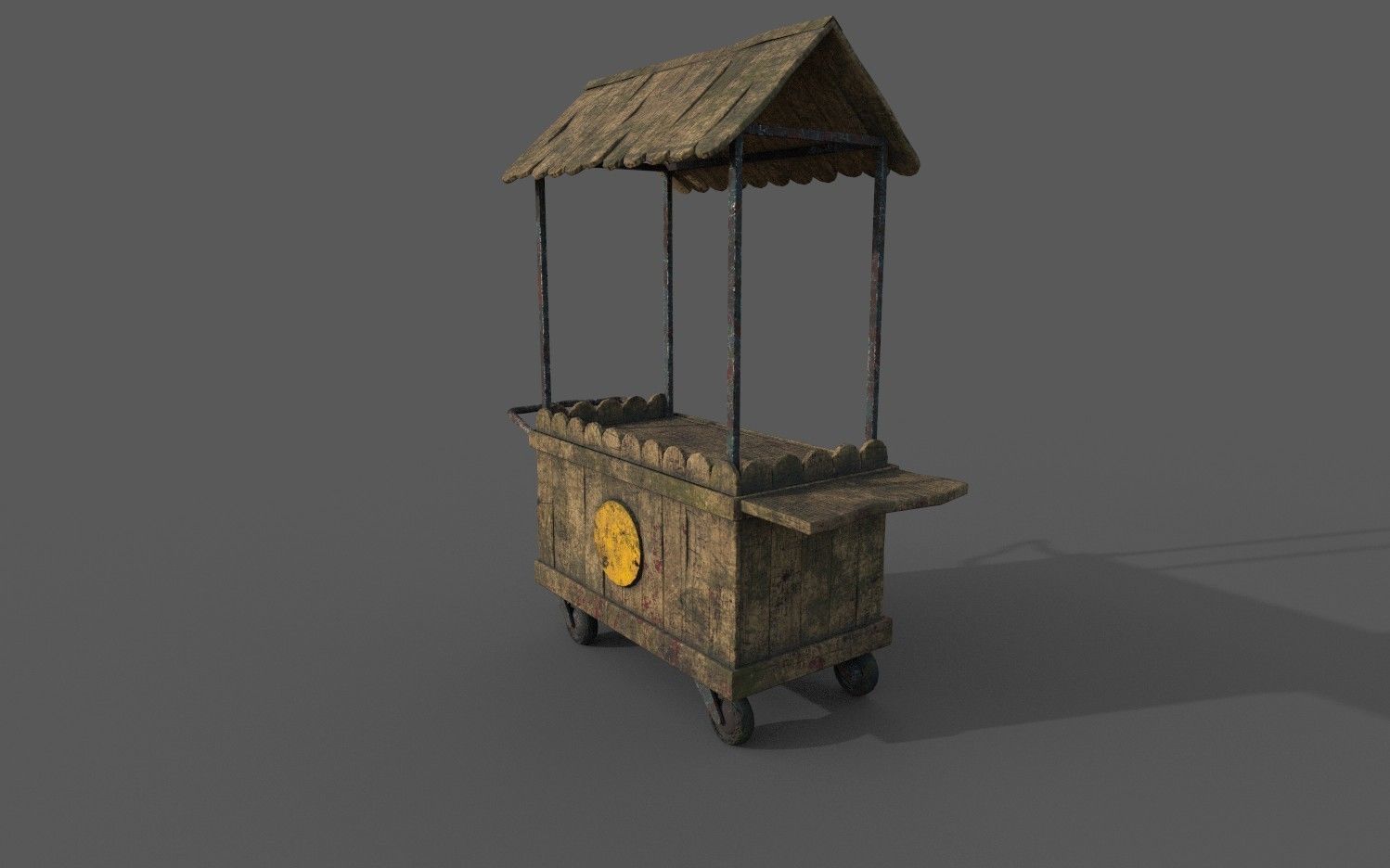 Natural old effect details texture bakery mobile wood cart No 2 Low-poly 3D model_3