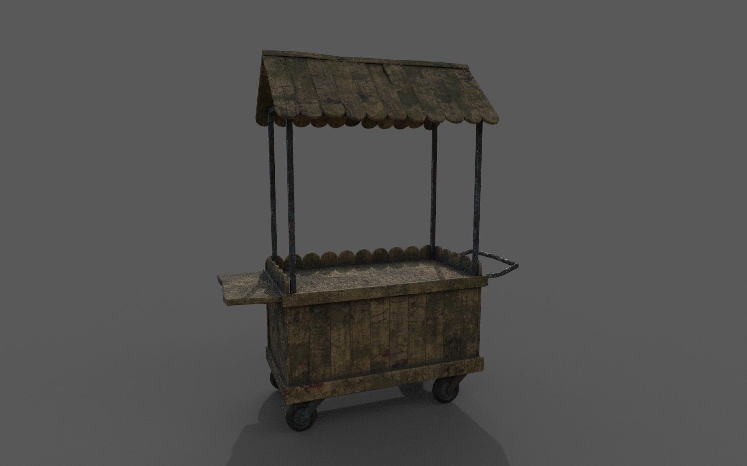 Natural old effect details texture bakery mobile wood cart No 2 Low-poly 3D model_4