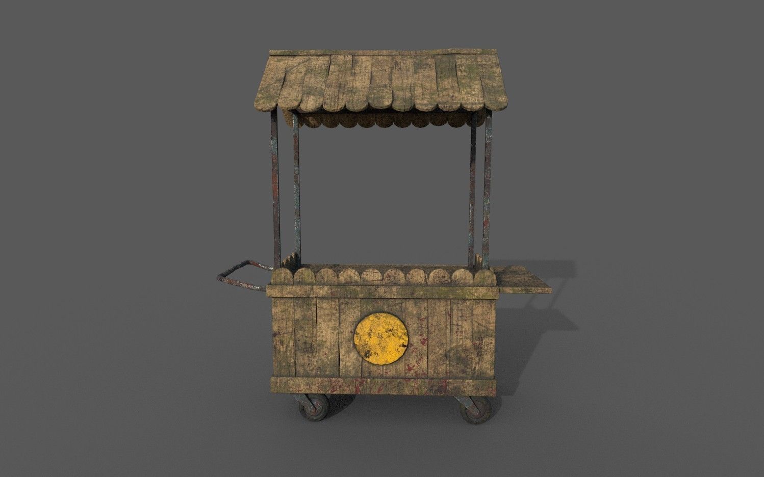Natural old effect details texture bakery mobile wood cart No 2 Low-poly 3D model_2
