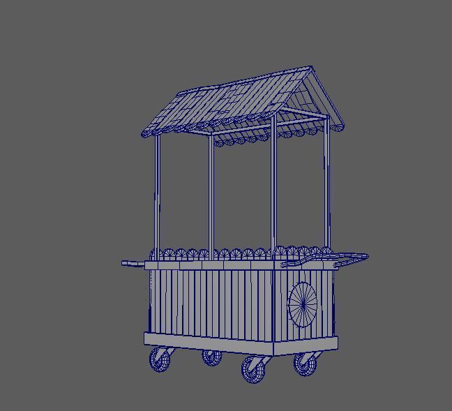 Natural old effect details texture bakery mobile wood cart No 2 Low-poly 3D model_12