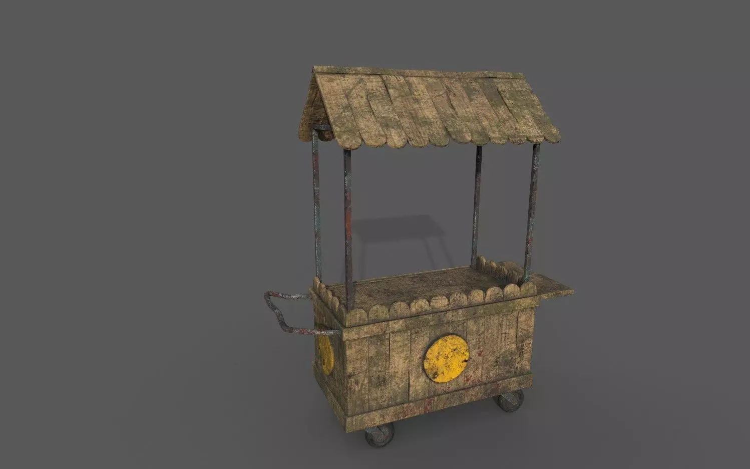 Natural old effect details texture bakery mobile wood cart No 2 Low-poly 3D model_0