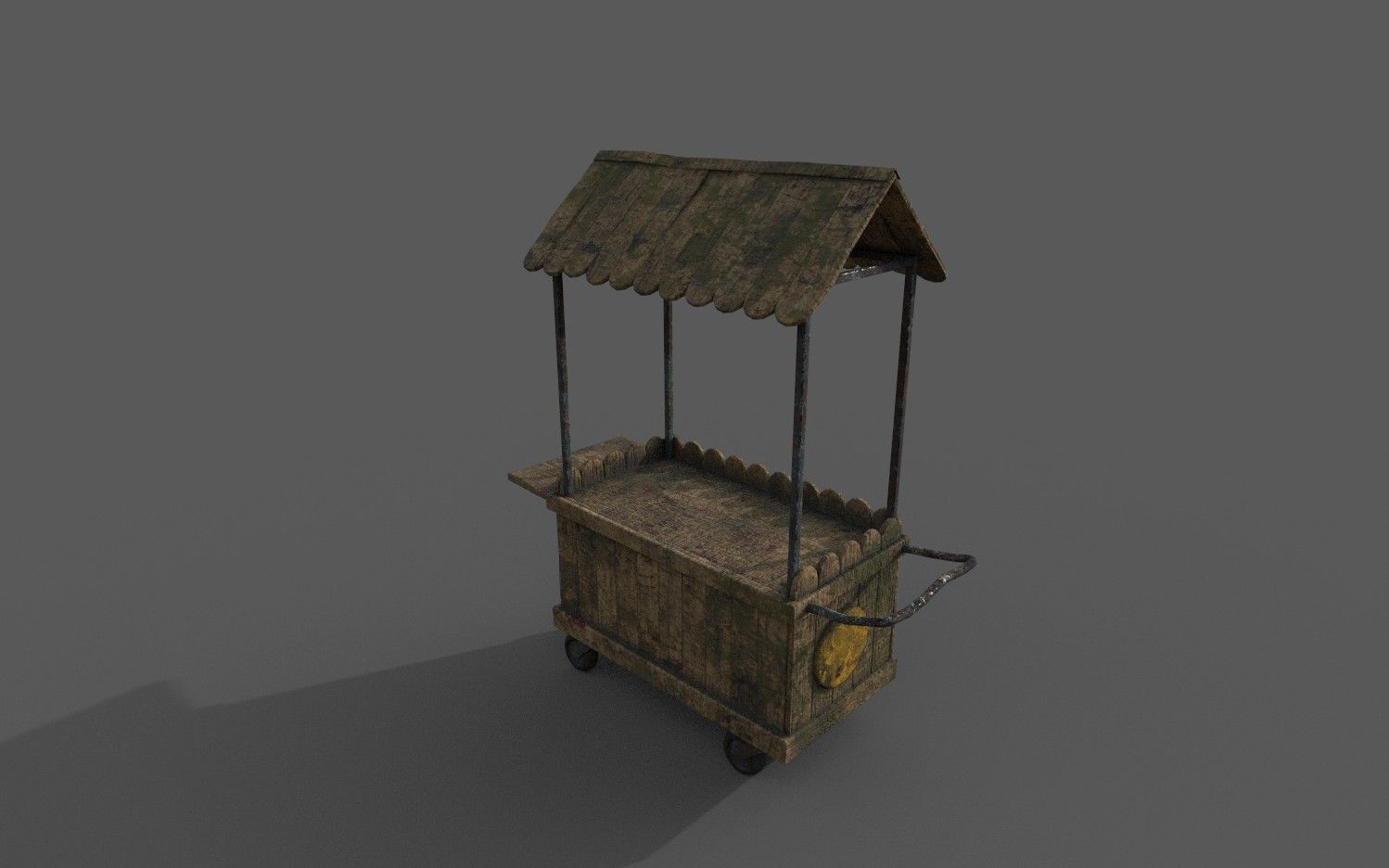 Natural old effect details texture bakery mobile wood cart No 2 Low-poly 3D model_6