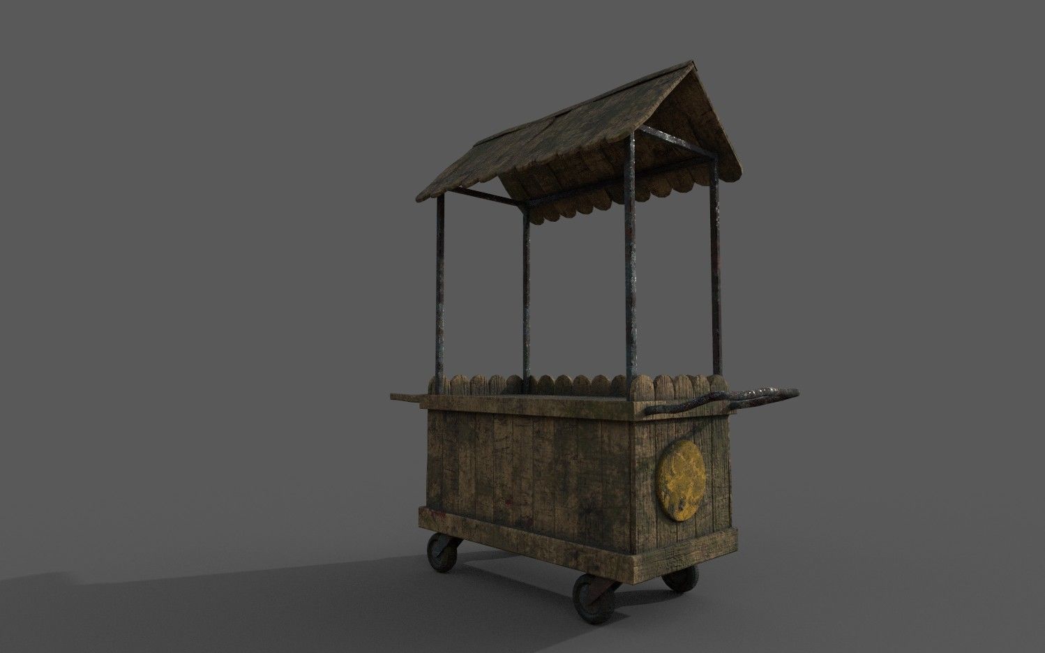 Natural old effect details texture bakery mobile wood cart No 2 Low-poly 3D model_5