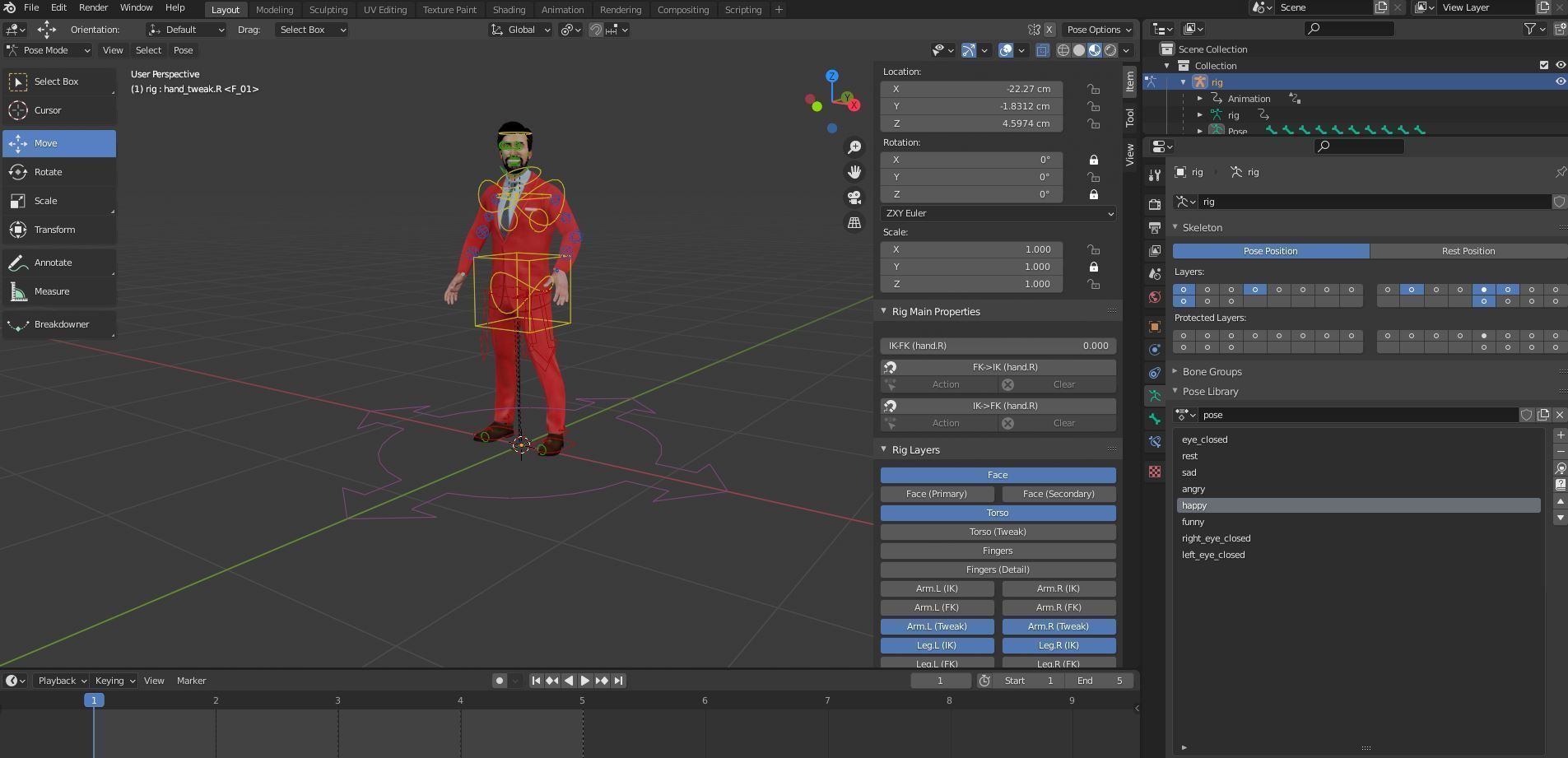 Fur Red Suit Man With Face Mask Rigged Low-poly 3D model_20
