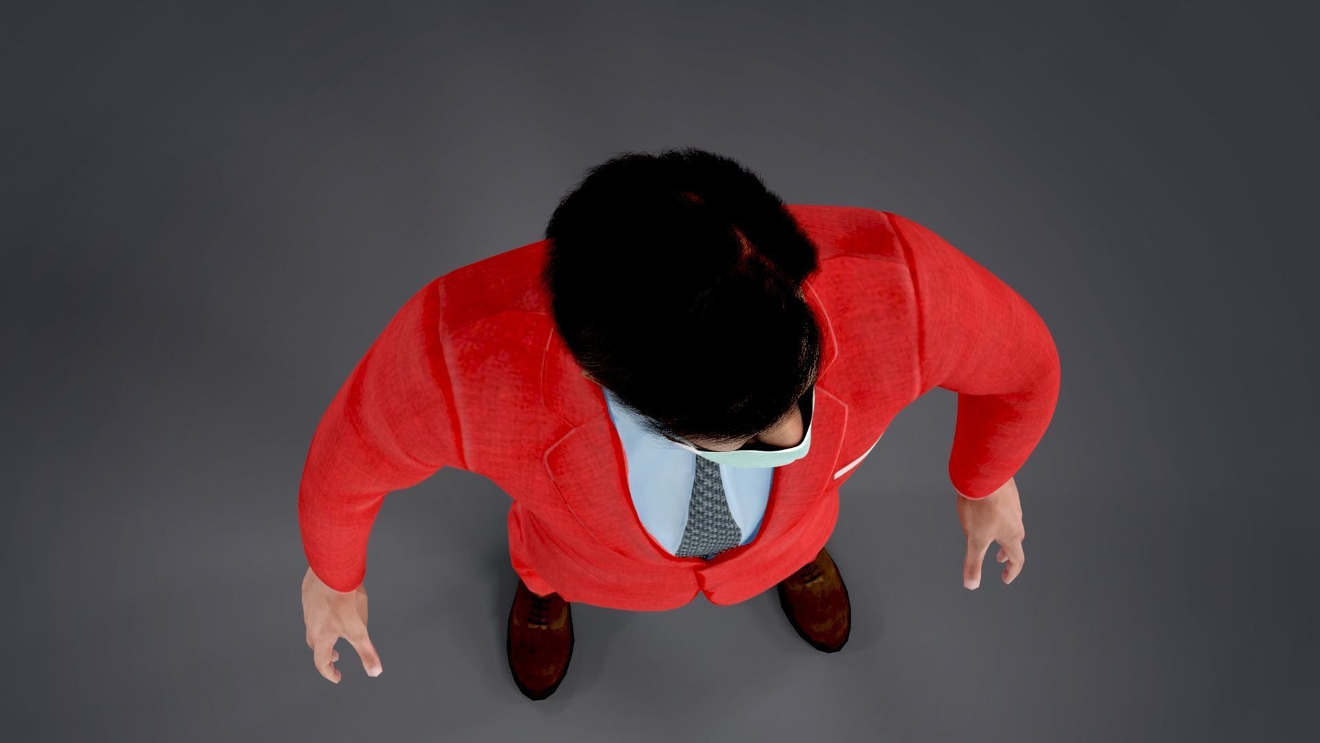 Fur Red Suit Man With Face Mask Rigged Low-poly 3D model_3