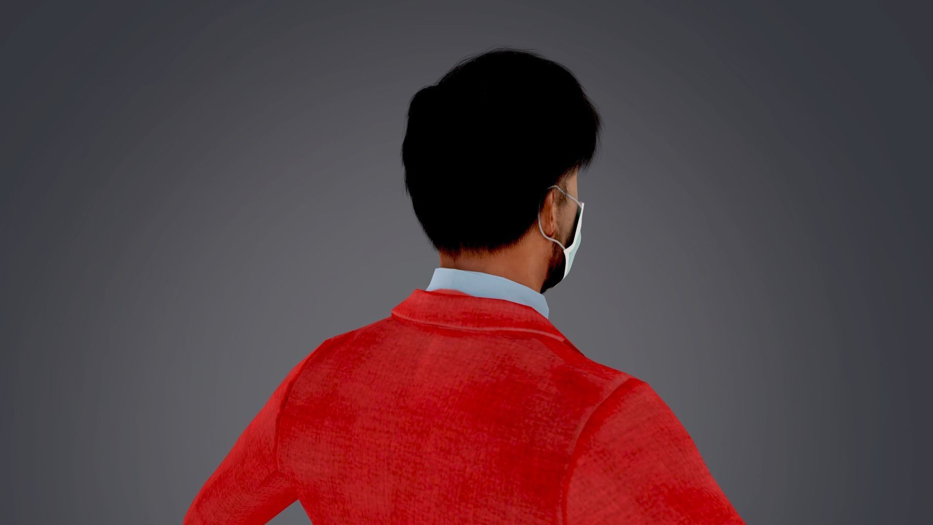 Fur Red Suit Man With Face Mask Rigged Low-poly 3D model_11