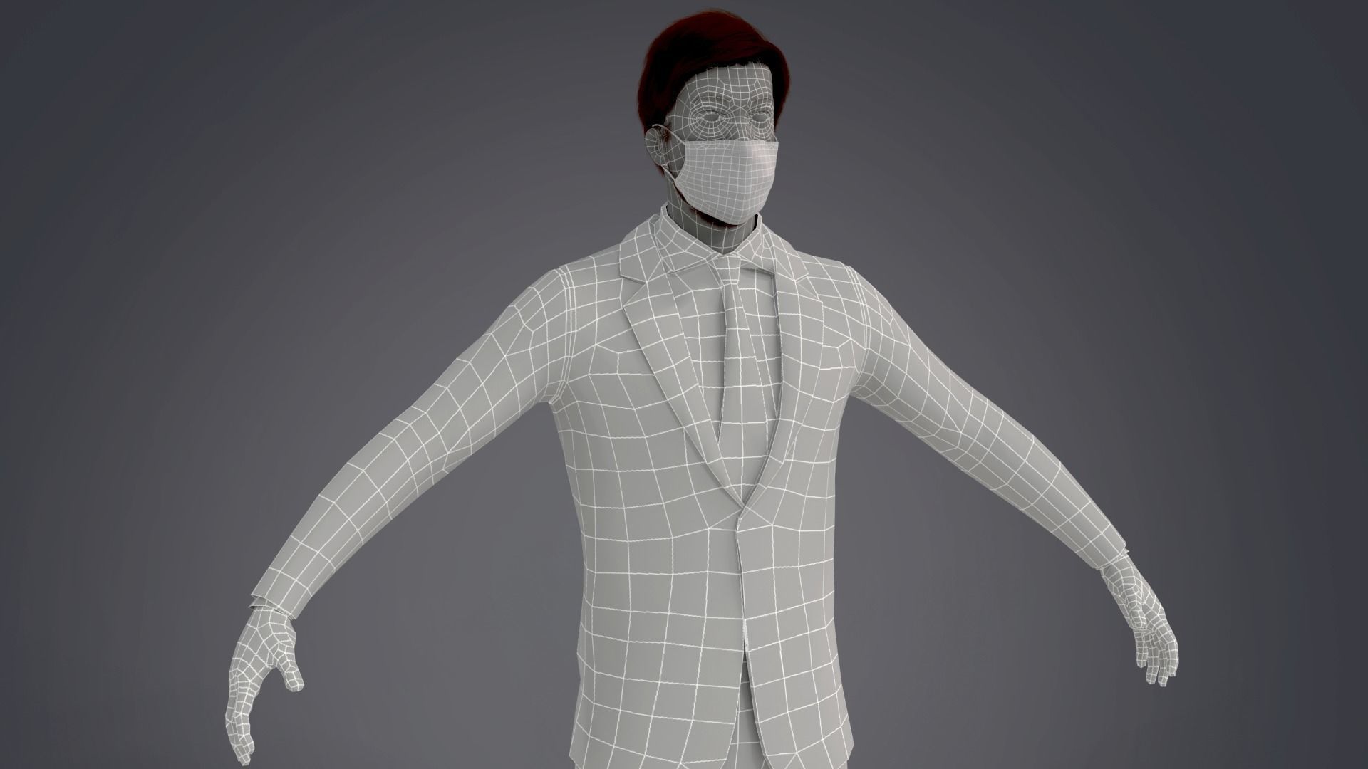 Fur Red Suit Man With Face Mask Rigged Low-poly 3D model_24