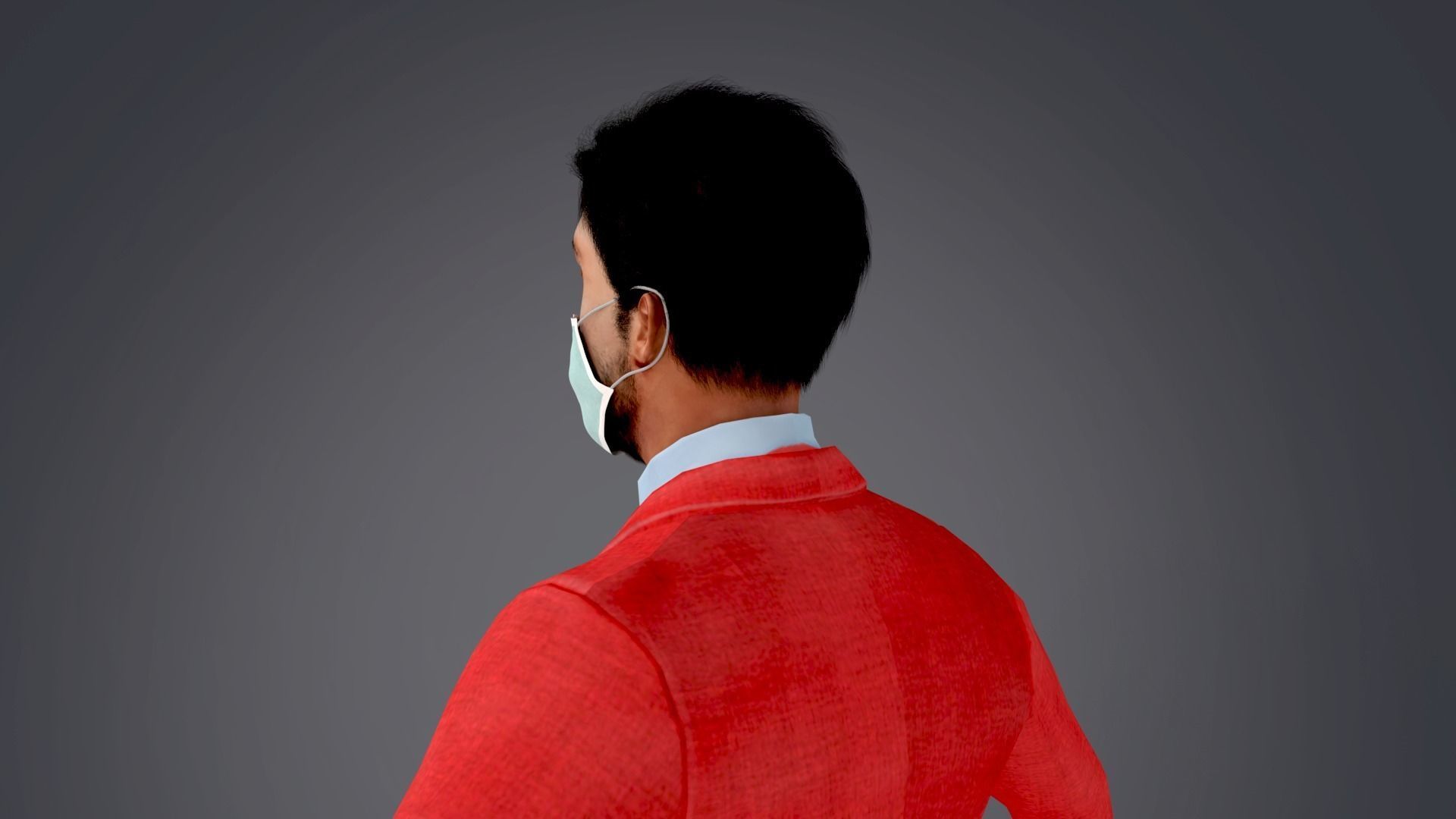 Fur Red Suit Man With Face Mask Rigged Low-poly 3D model_10