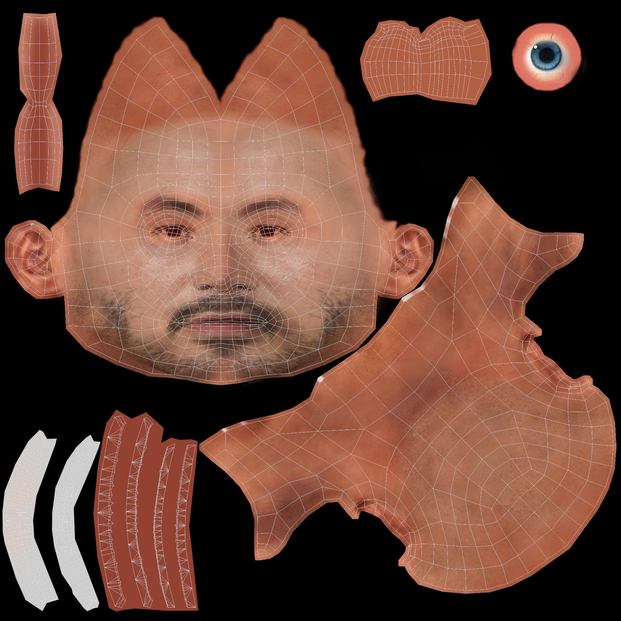 Fur Red Suit Man With Face Mask Rigged Low-poly 3D model_25