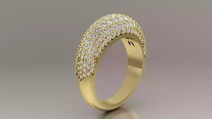 Ring 3D print model gold with diamonds