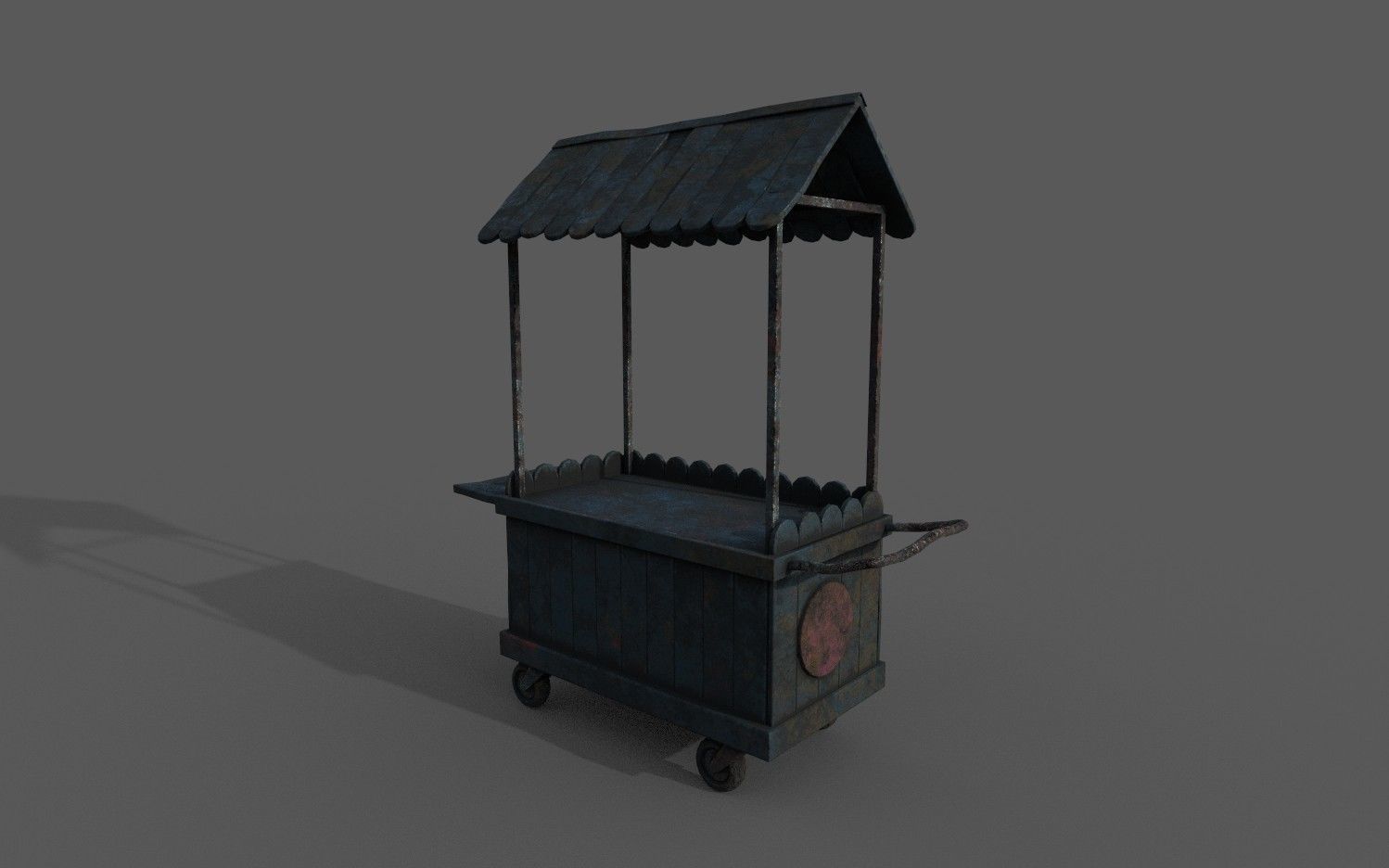Natural old effect details texture bakery mobile wood cart No 3 Low-poly 3D model_5