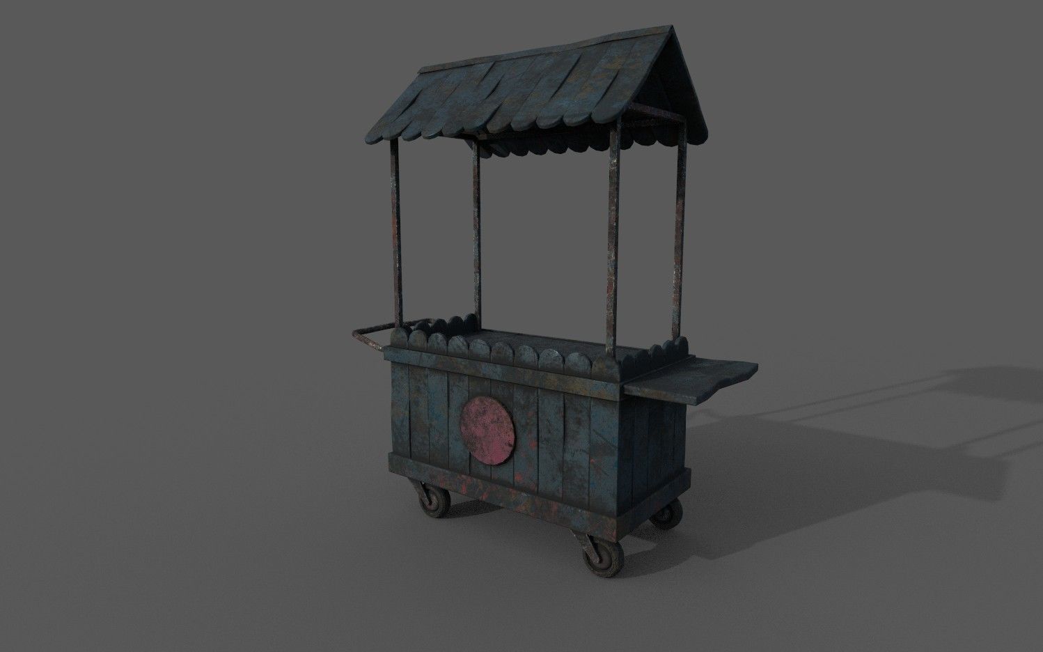 Natural old effect details texture bakery mobile wood cart No 3 Low-poly 3D model_3