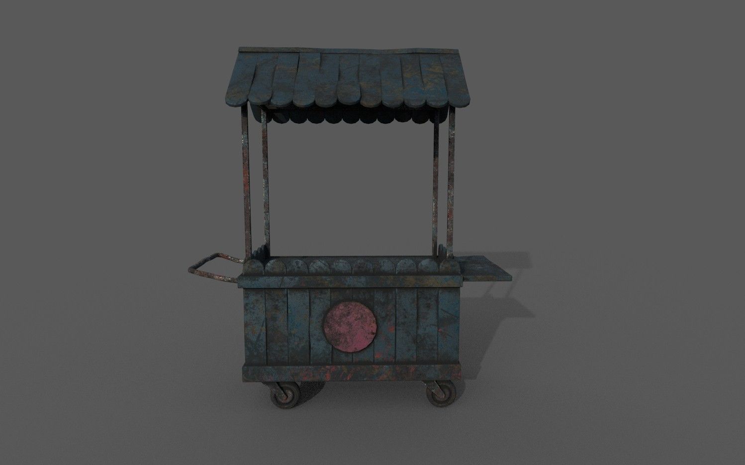 Natural old effect details texture bakery mobile wood cart No 3 Low-poly 3D model_2