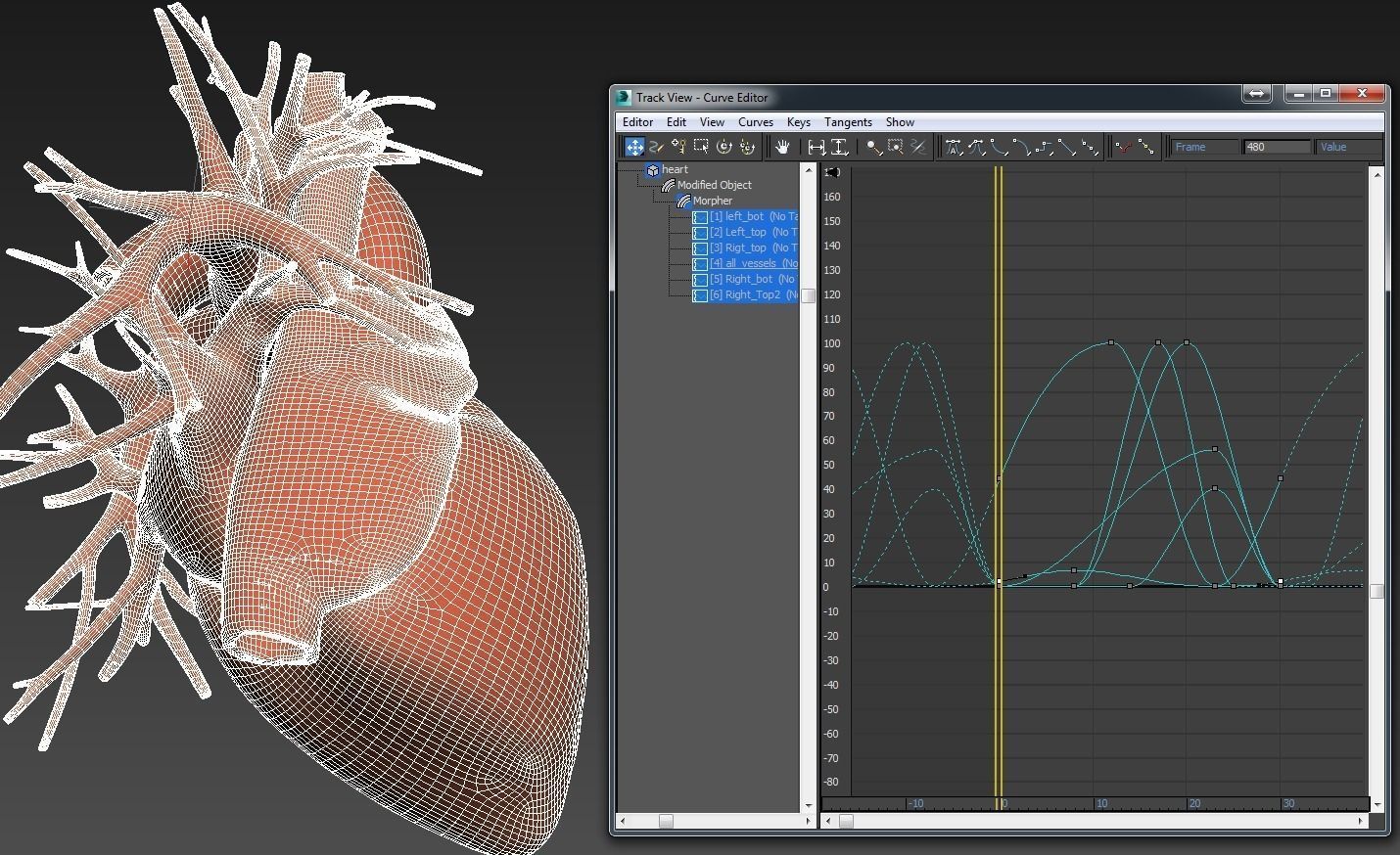 Human heart animated v3 with interior and animation 3D model_10
