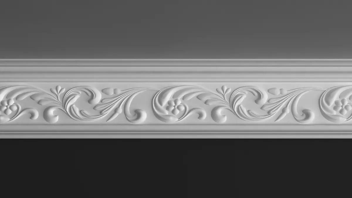 Cornice Moulding 3D Model with Floral Elements 3D model_0