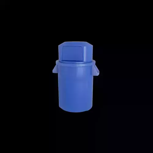 Commercial Plastic  Round Trash Can and Dome Top Lid 3D model