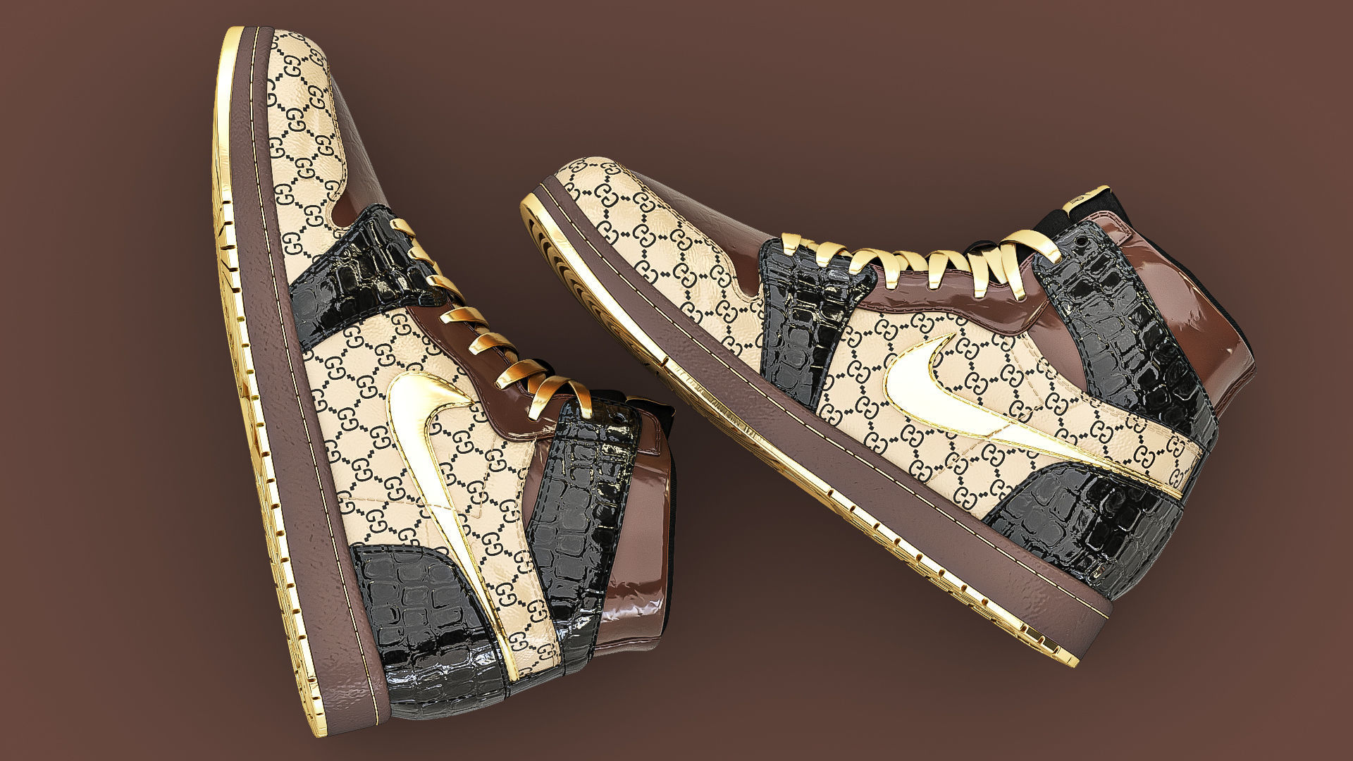 Jordan Gucci Sneakers 3D model_4