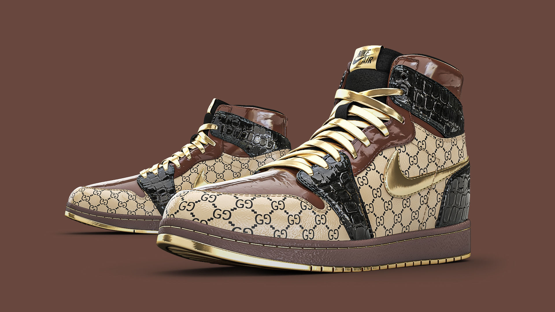 Jordan Gucci Sneakers 3D model_2