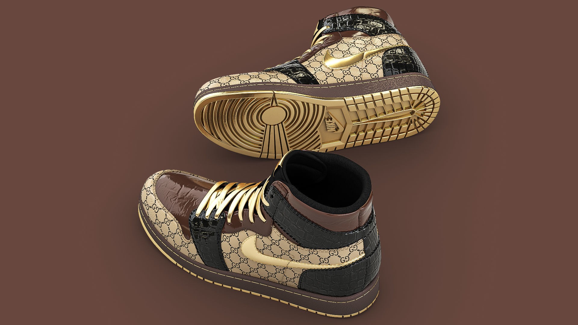 Jordan Gucci Sneakers 3D model_3