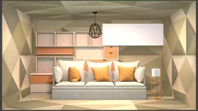 Room low polly 3D model