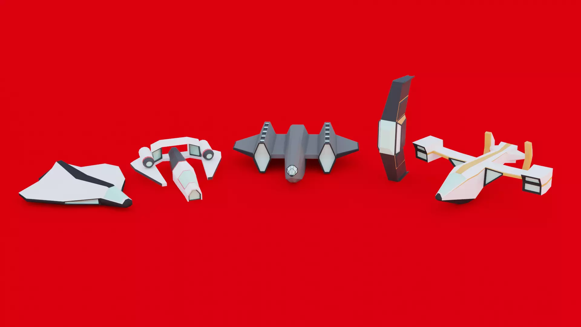 3D model Low Poly Spaceship pack VR / AR / low-poly | CGTrader
