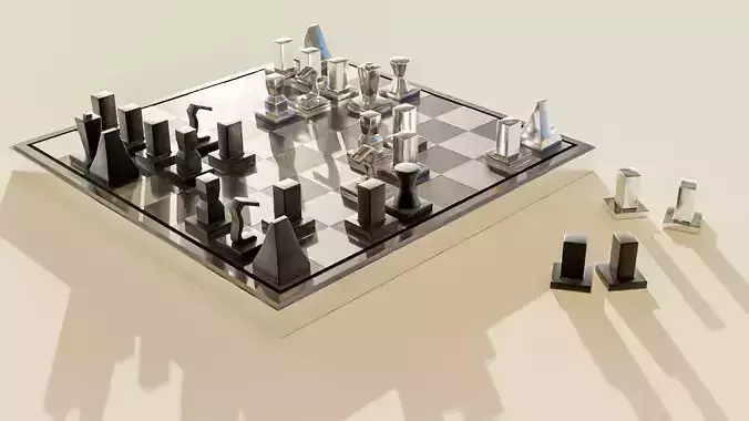 metal chess set  3D model
