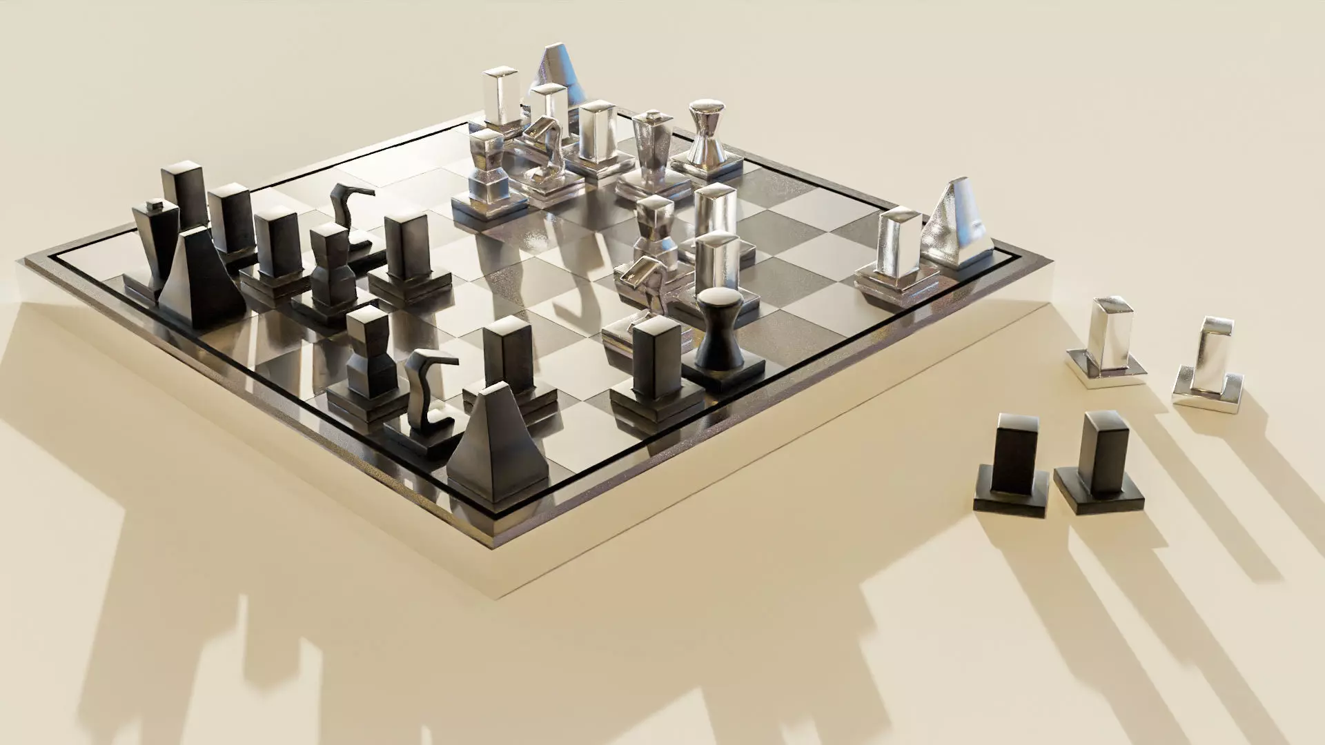 metal chess set 3D model