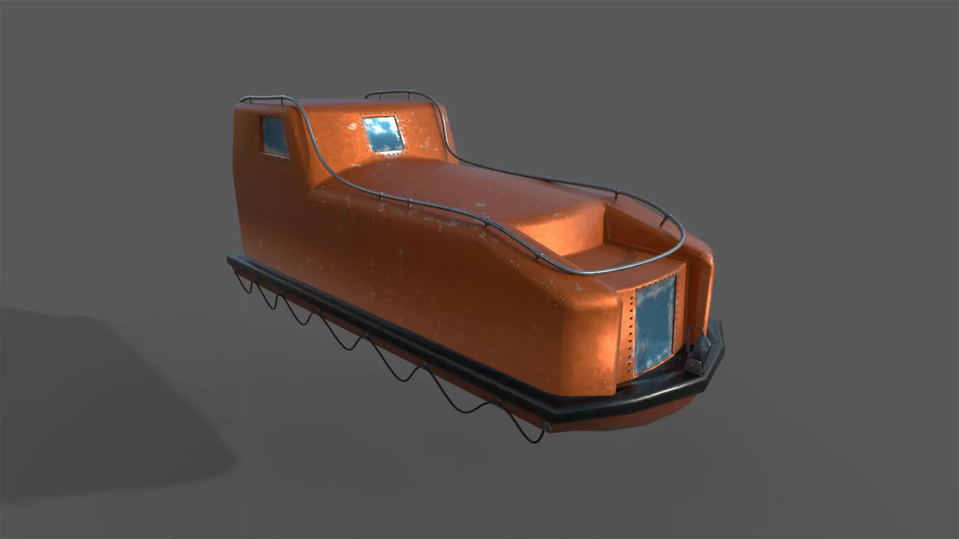 Davit Life Boat 3D model_0