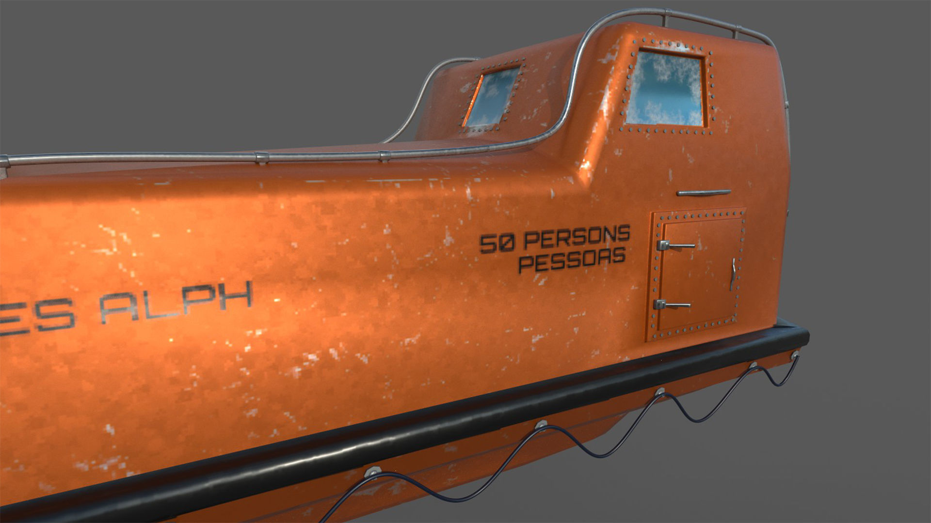 Davit Life Boat 3D model_2