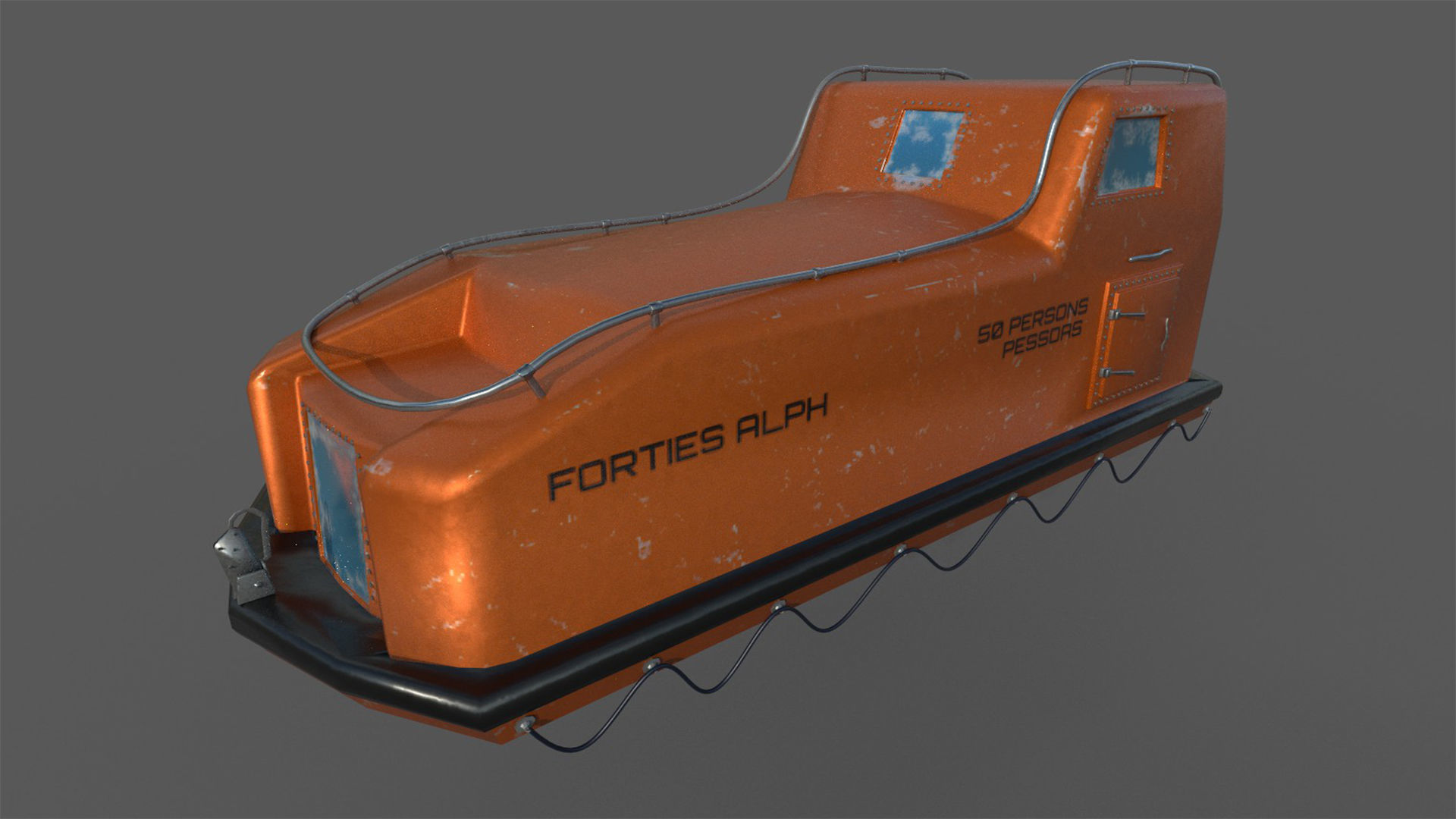 Davit Life Boat 3D model_1