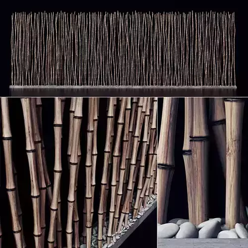 Screen long bamboo thin pebble decor n1 3D model