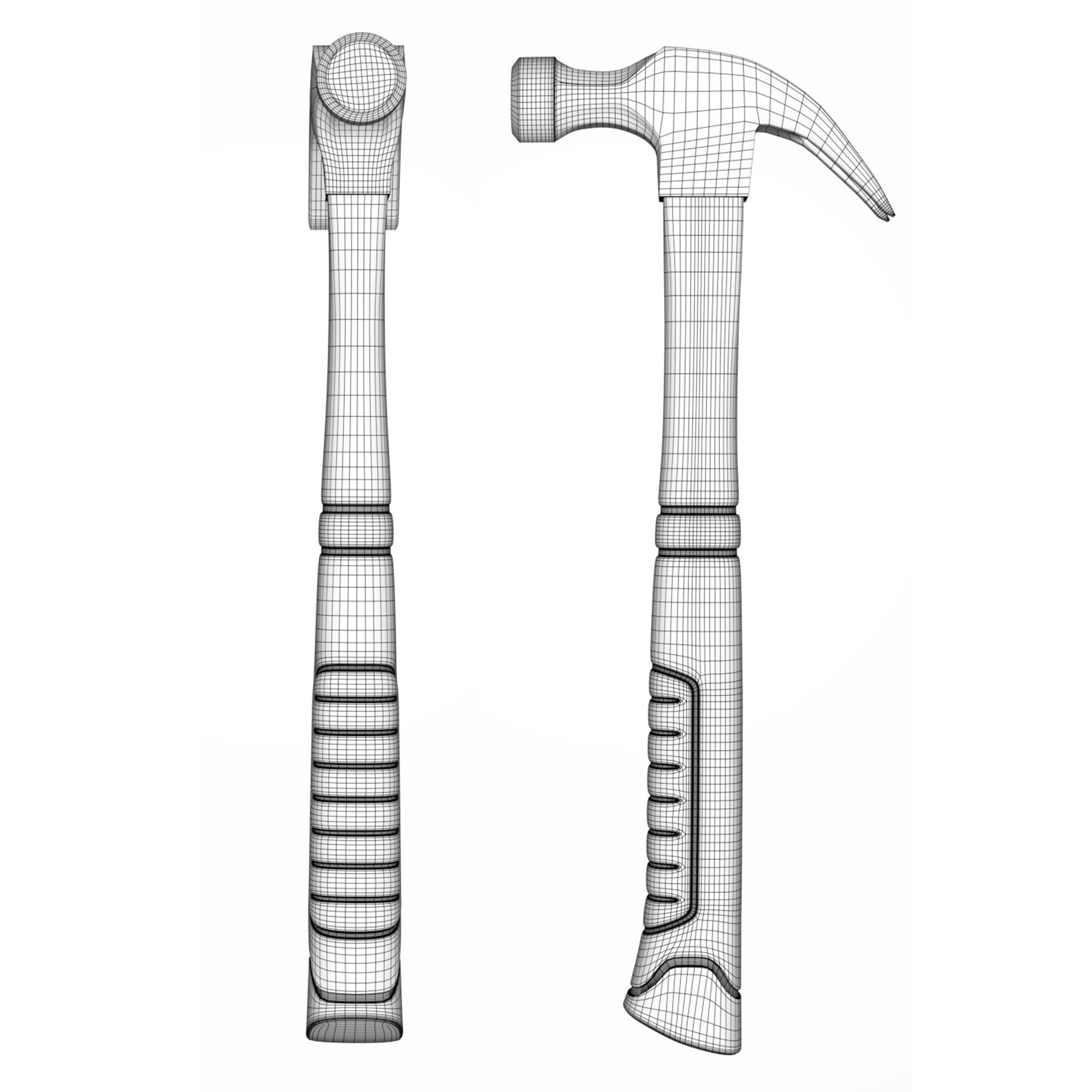 Hammer tool with handle 3D model_5