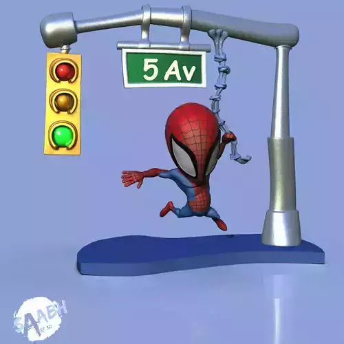 Little-SpiderChivi spider - man hanging from traffic light