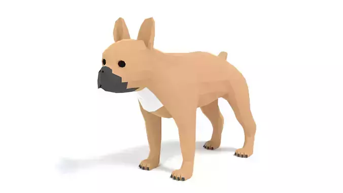 Low Poly Cartoon French Bulldog