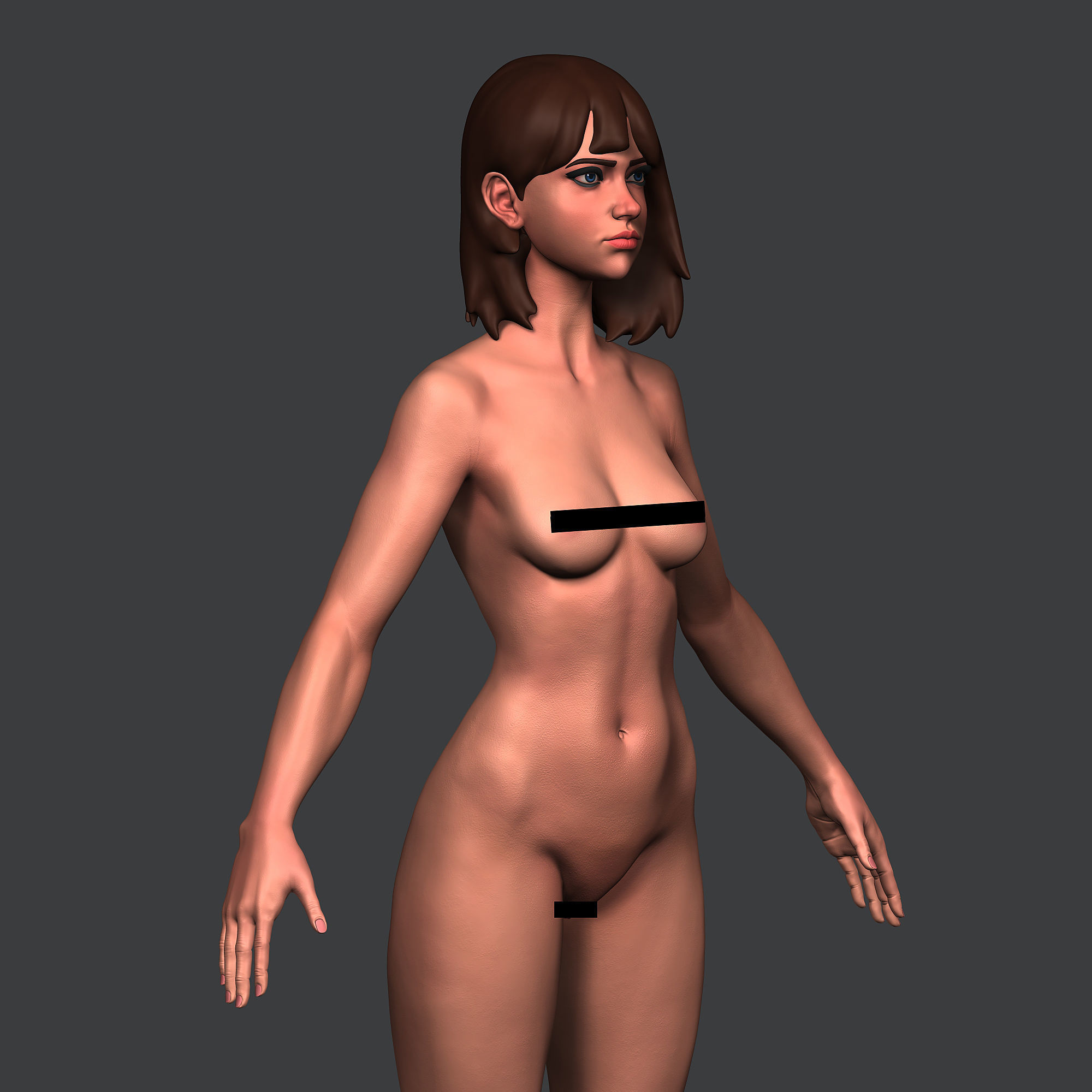 Girl base mesh 3D model_9