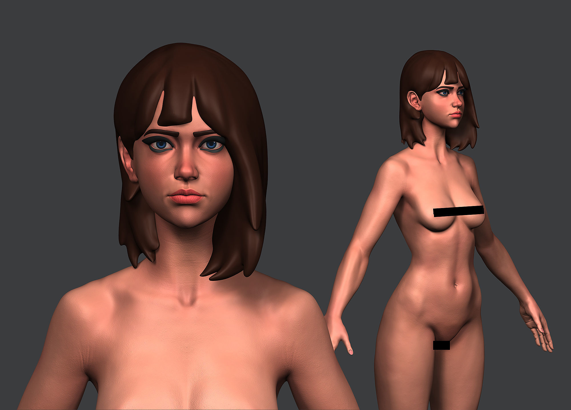 Girl base mesh 3D model_1