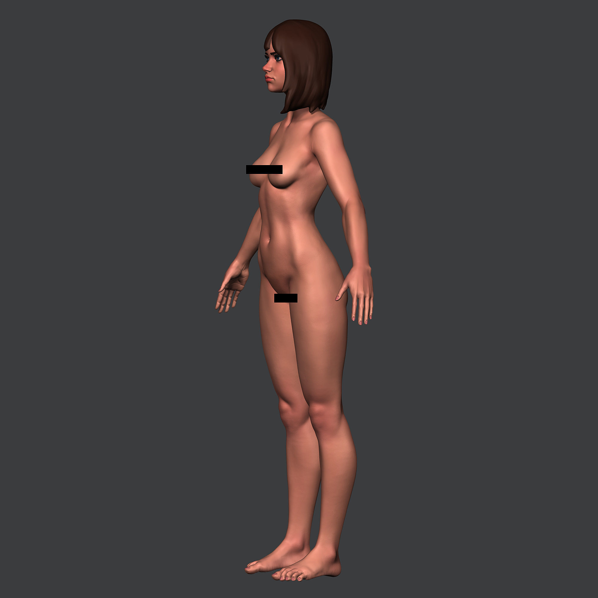 Girl base mesh 3D model_5