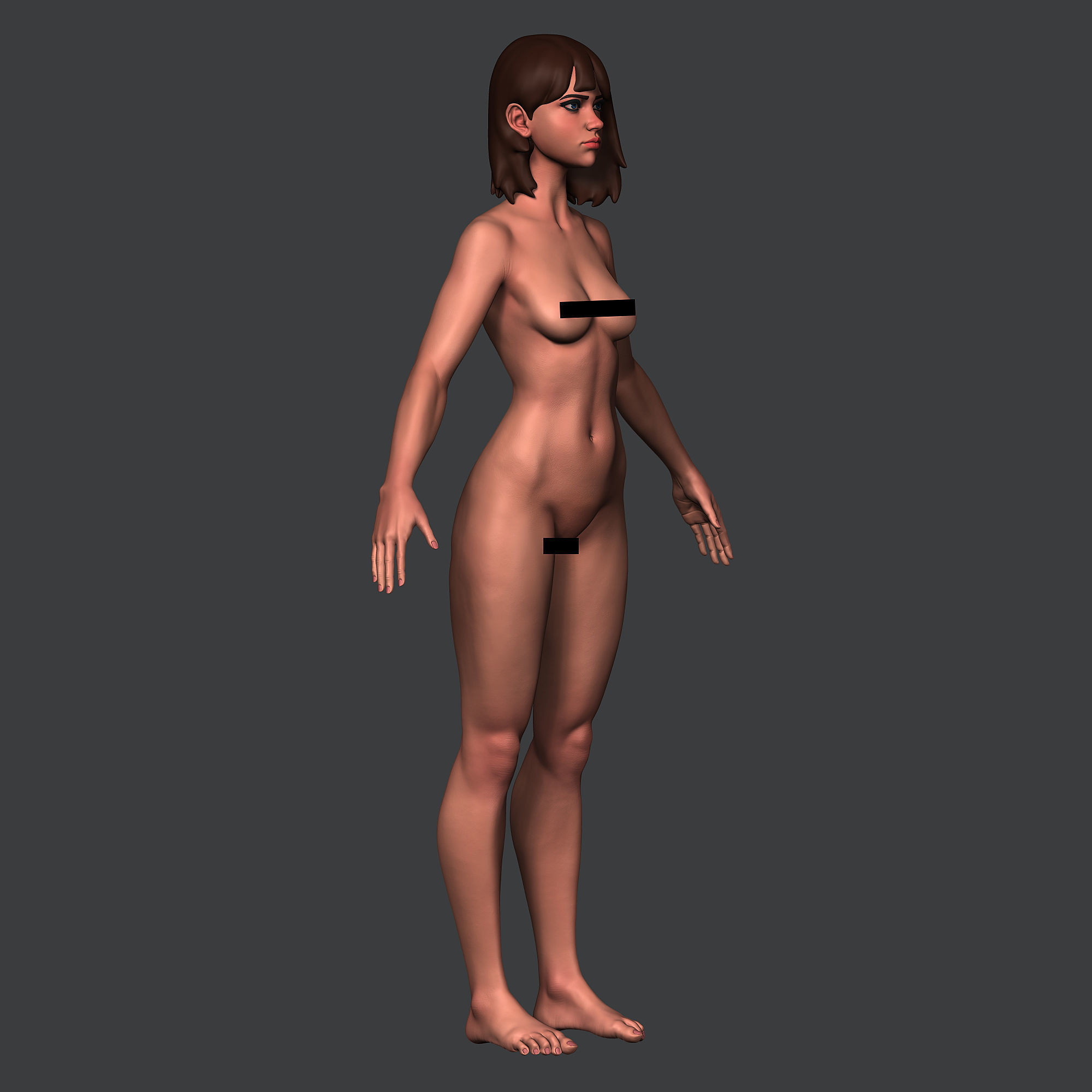 Girl base mesh 3D model_8