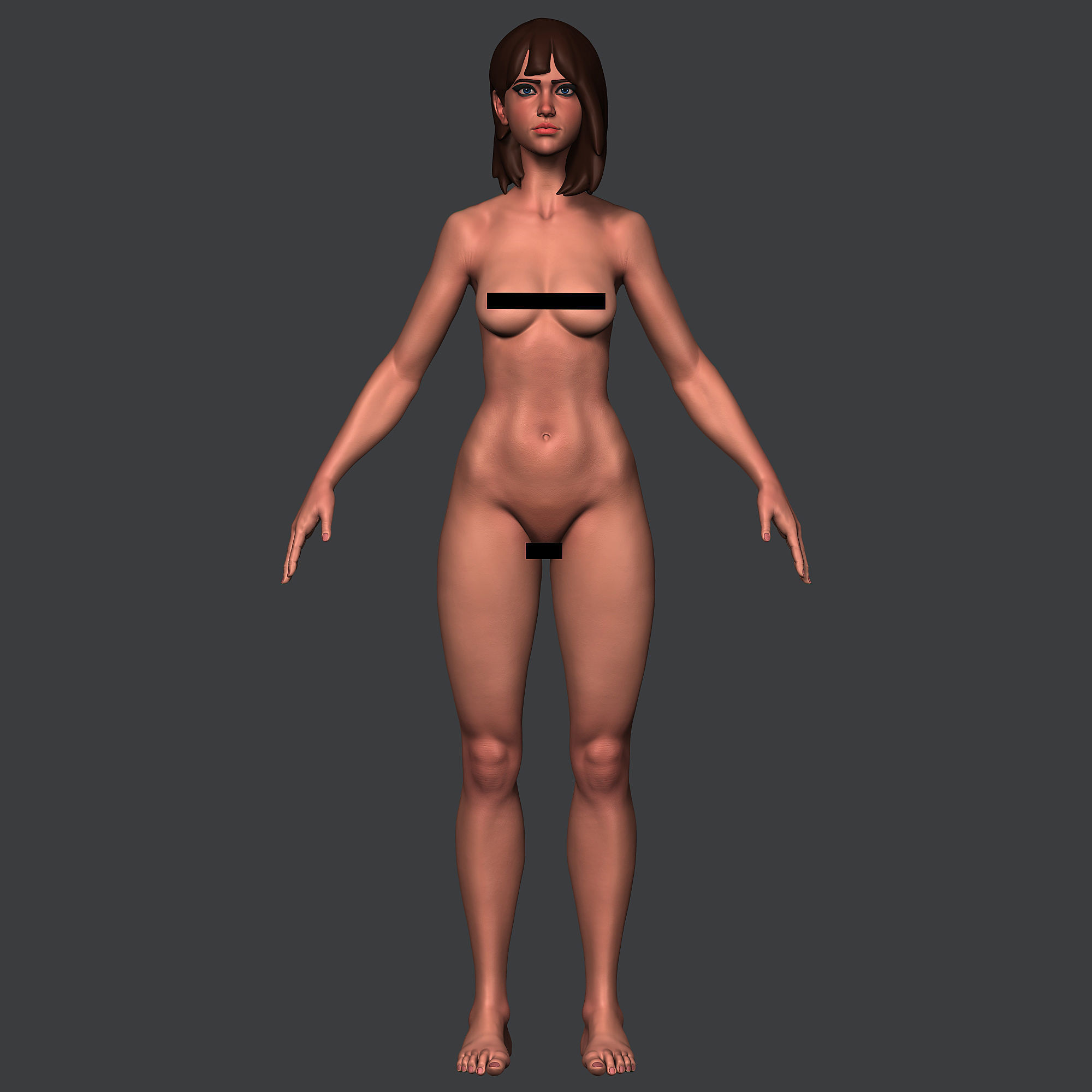 Girl base mesh 3D model_3